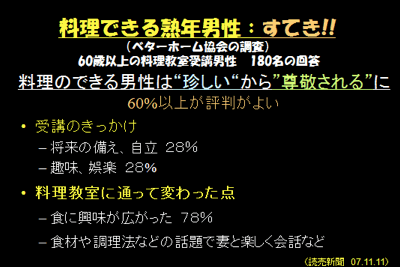 料理のできる熟年男性:すてき!!