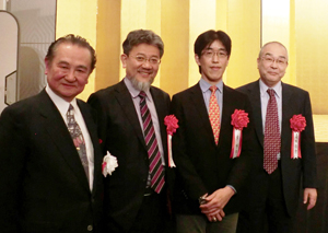 左から中馬弘毅前衆議院議員、三宅善信代表、岸博幸慶應義塾大学大学院教授、森田俊朗総本山四天王寺執事長の各師