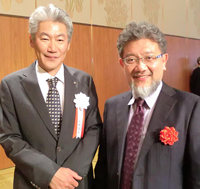 旧知の永井浩二野村證券社長と三宅善信代表 旧知の永井浩二野村證券社長と三宅善信代表