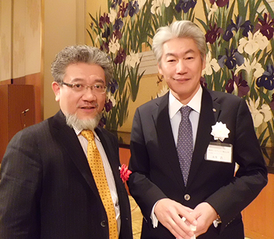 旧知の永井浩二野村證券社長と三宅善信代表 旧知の永井浩二野村證券社長と三宅善信代表