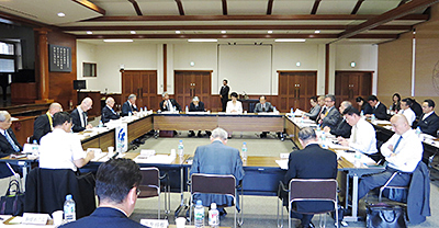 WCRP日本委員会の理事会で発言する三宅善信代表 WCRP日本委員会の理事会で発言する三宅善信代表