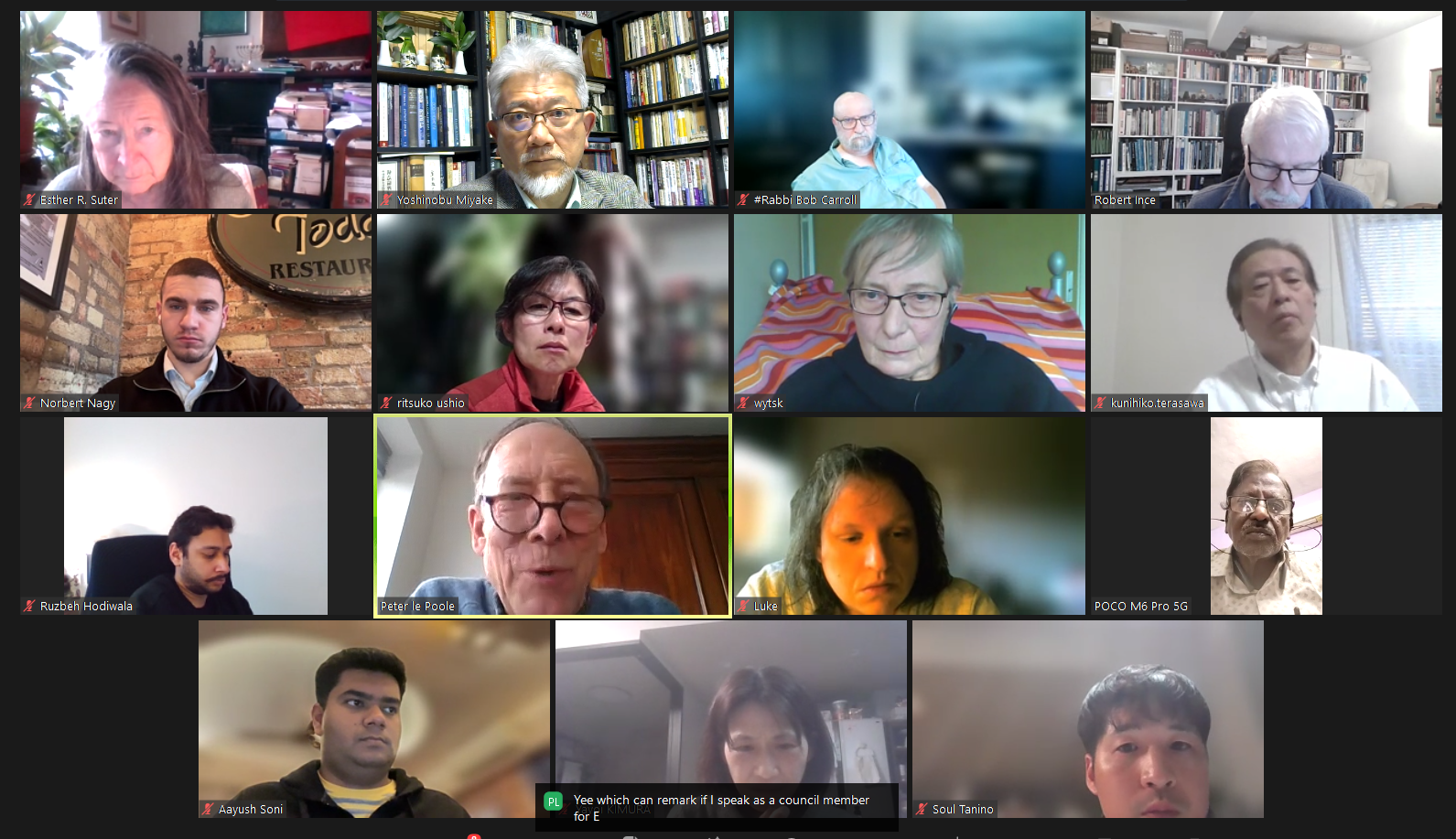 三宅善信師宅に集まって参加したIARF国際評議員会